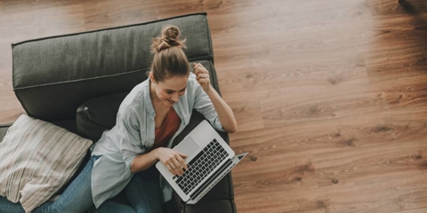 a woman working on her laptop